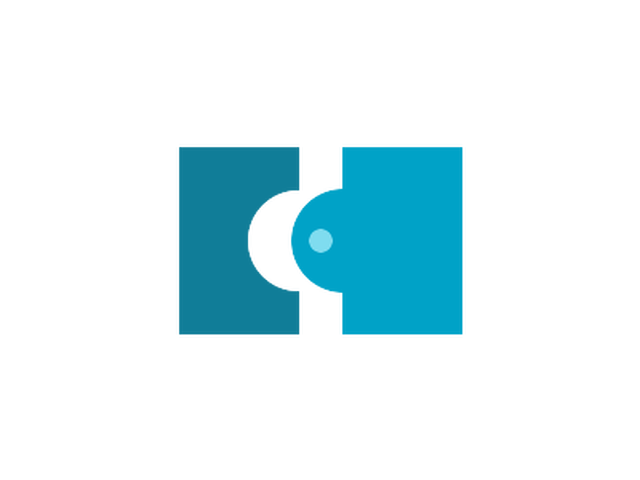Abstract mark: two shapes interlocking precisely